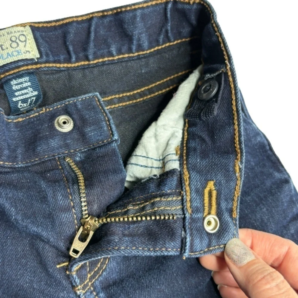 The Childrens Place Girls Jeans Size 6X 7 Dark Blue Denim Wash Skinny Stretch